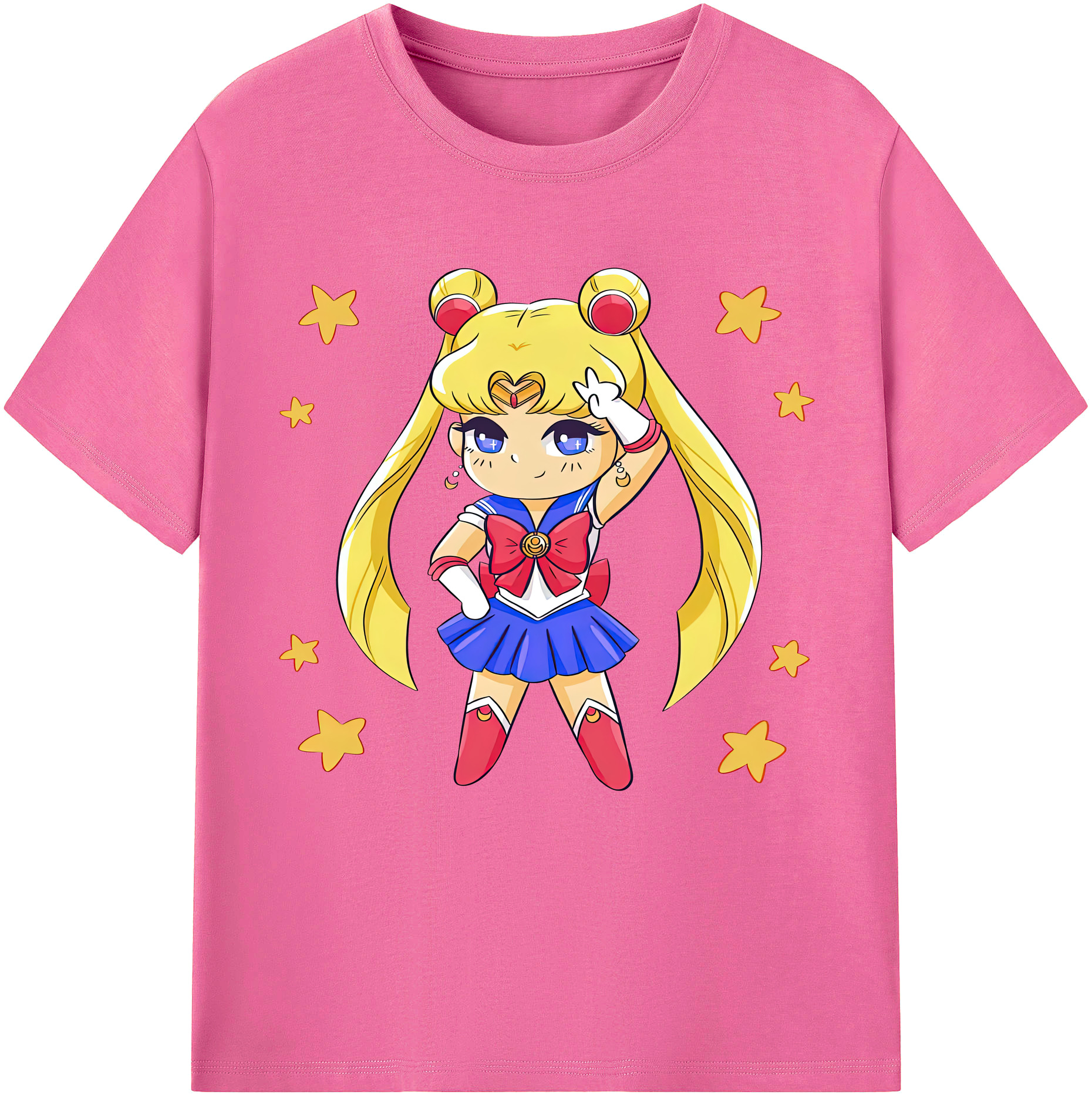 （画像用） 美少女戦士セーラームーン 月野 うさぎ つきの うさぎ Sailor Moon Tsukino Usagi レディースカジュアルプリントTシャツ（綿100％）